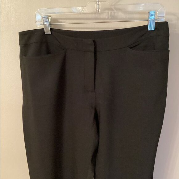 EILEEN FISHER SIZE PM BLACK WOOL BLEND FLAT FRONT ANKLE PANT TROUSERS - Picture 3 of 6